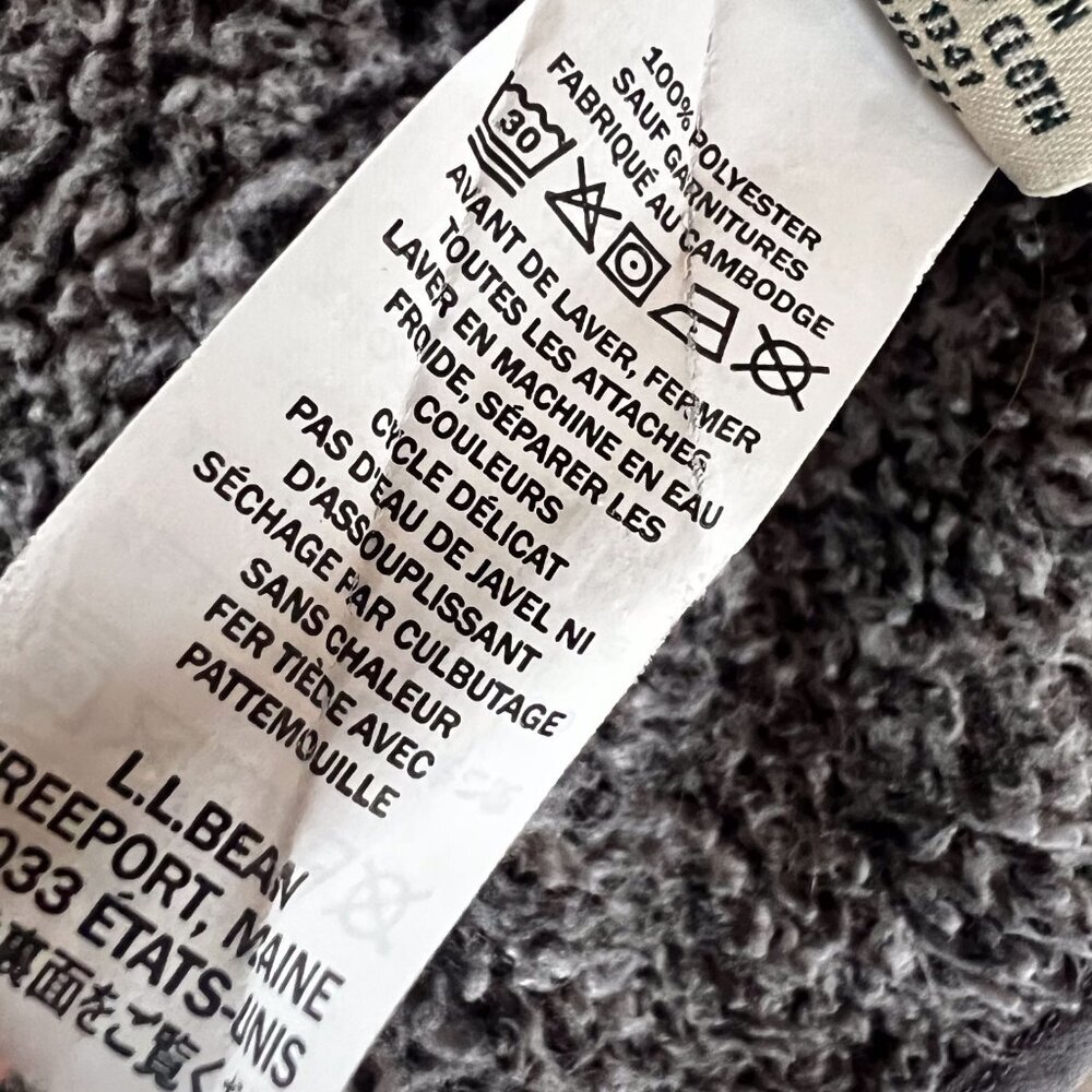 L.L.Bean Hi-Pile Fleece Jacket Gray Grey Large - Picture 14 of 14